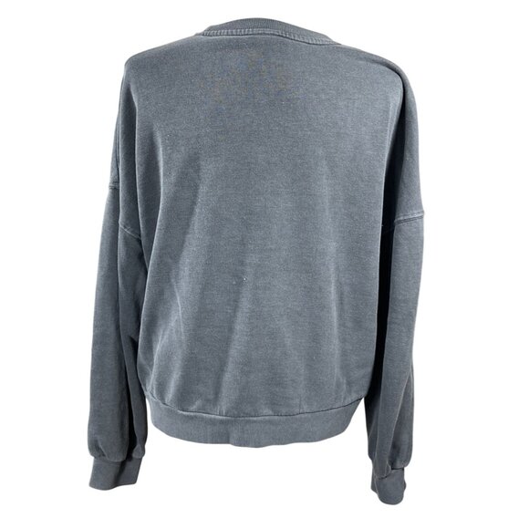 Betsey Johnson Leopard Print Graphic Sweatshirt Size L Large Grey Cropped - Picture 3 of 8